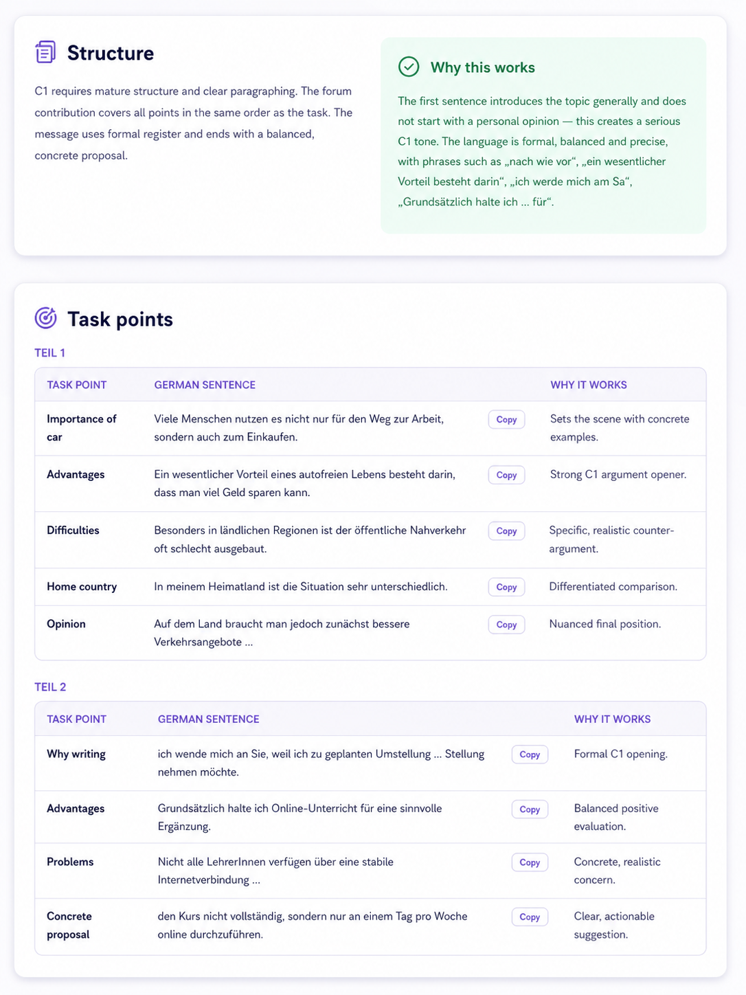 Structure & task points