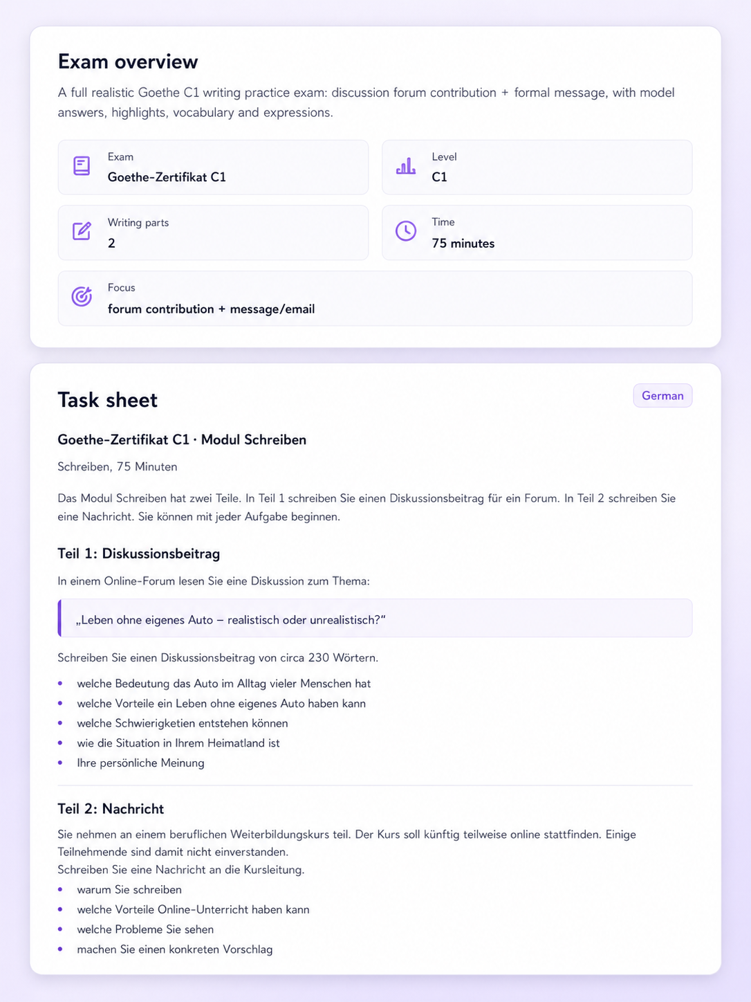 Task sheet